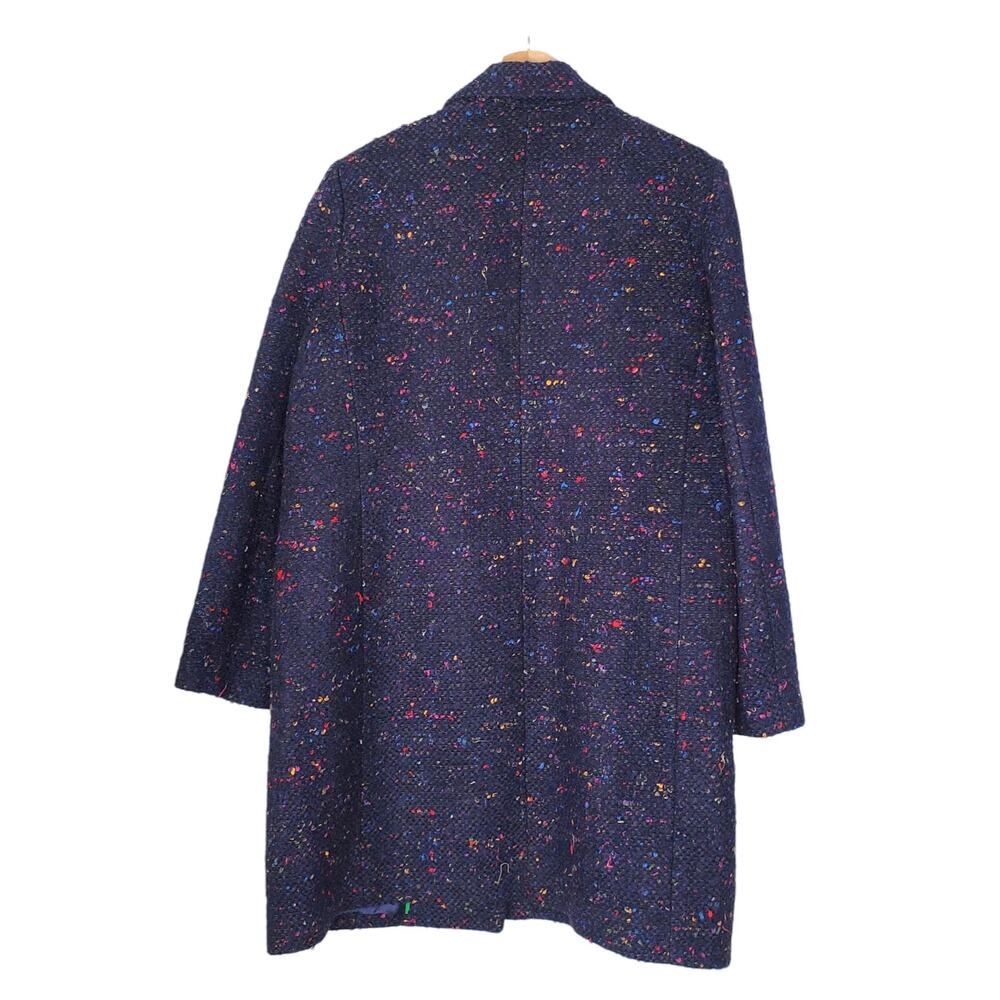 J. Crew Navy Tweed Double-Breasted Coat with Multicolor Speckle - Picture 2 of 11